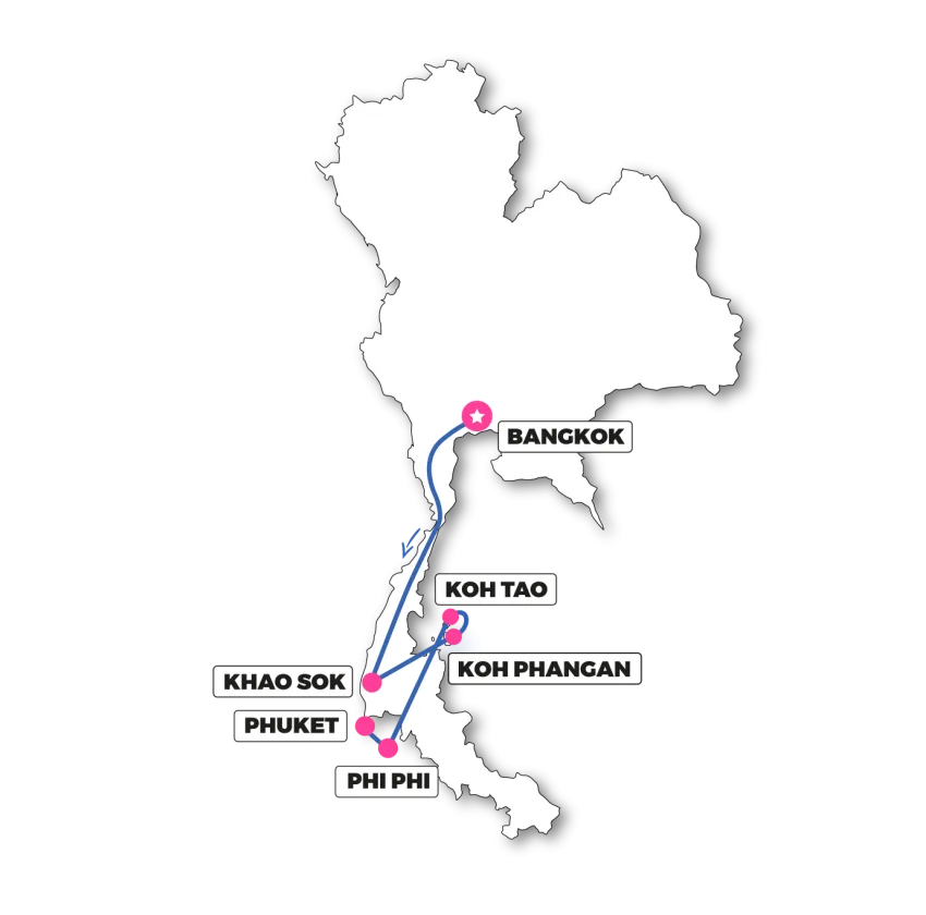 Map of Discover Thailand destinations
